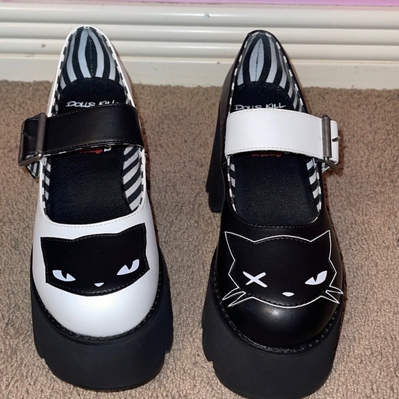 Dolls Kill Shoes Emily The Strange Cat Platform Heel Mary Janes